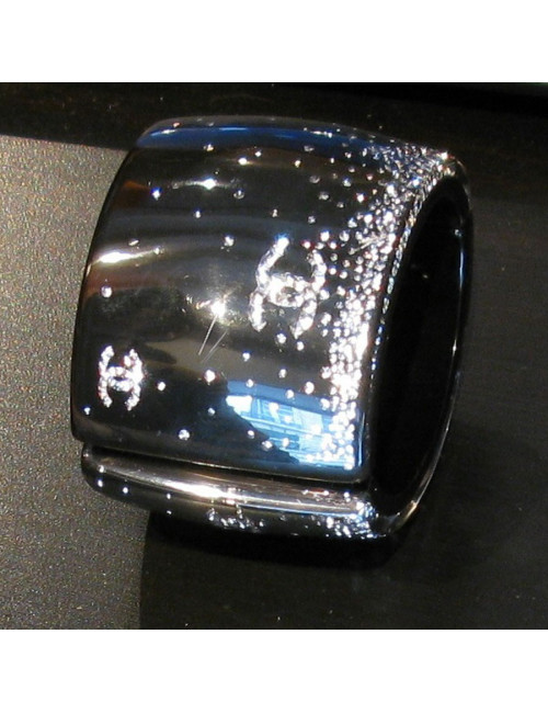 CHANEL cuff black resin encrusted with Rhinestones