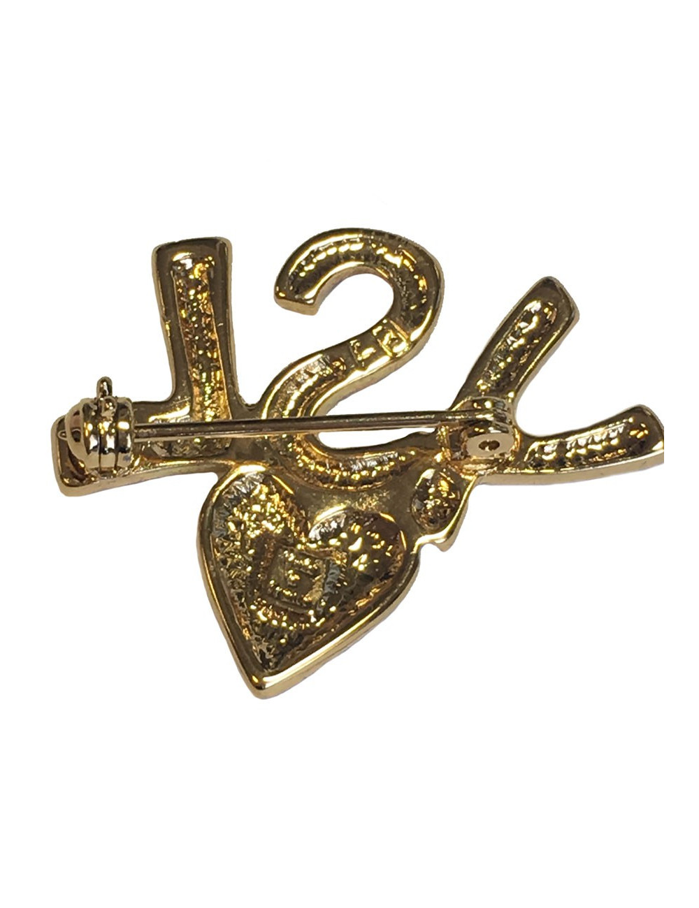 Broche YVES SAINT LAURENT YSL en métal doré