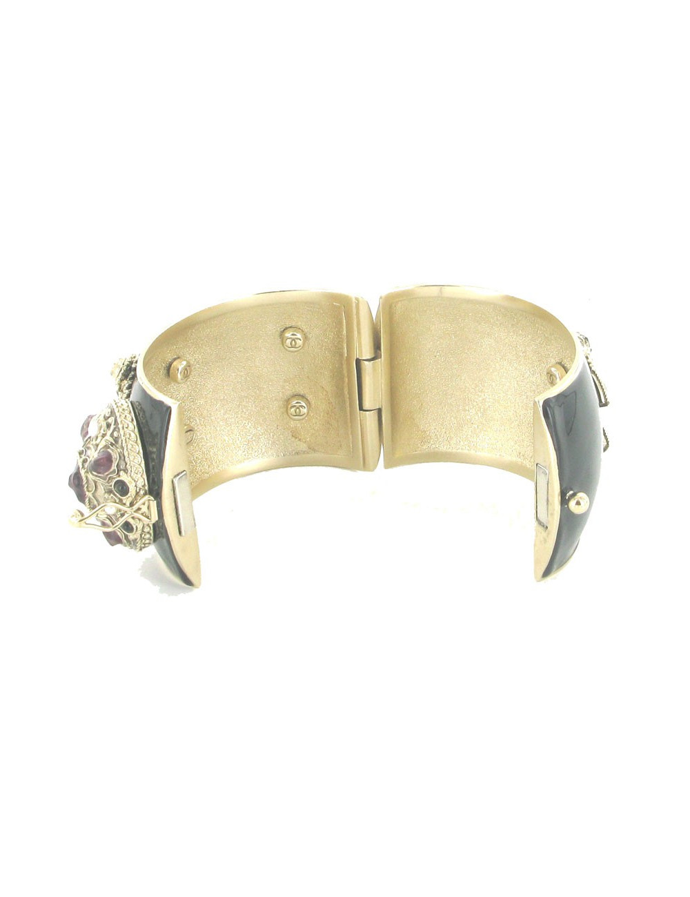 Cuff Couture CHANEL matte gold metal and black resin