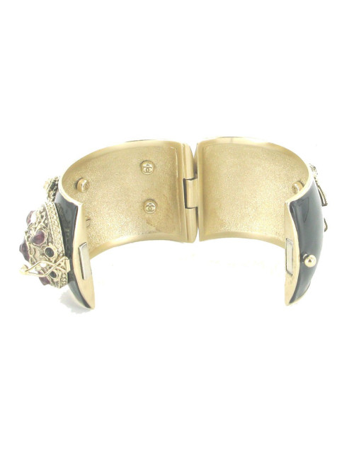 Cuff Couture CHANEL matte gold metal and black resin