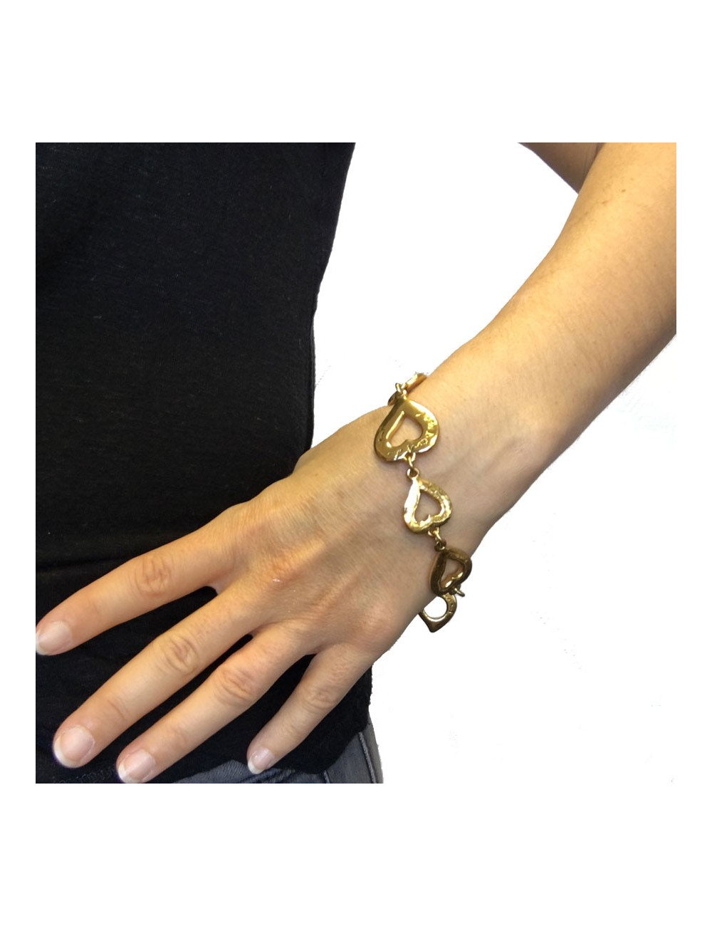 Bracelet YSL SAINT LAURENT coeur en métal doré