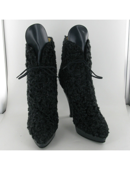 Bottines en Astrakan bleu marine ALAIA