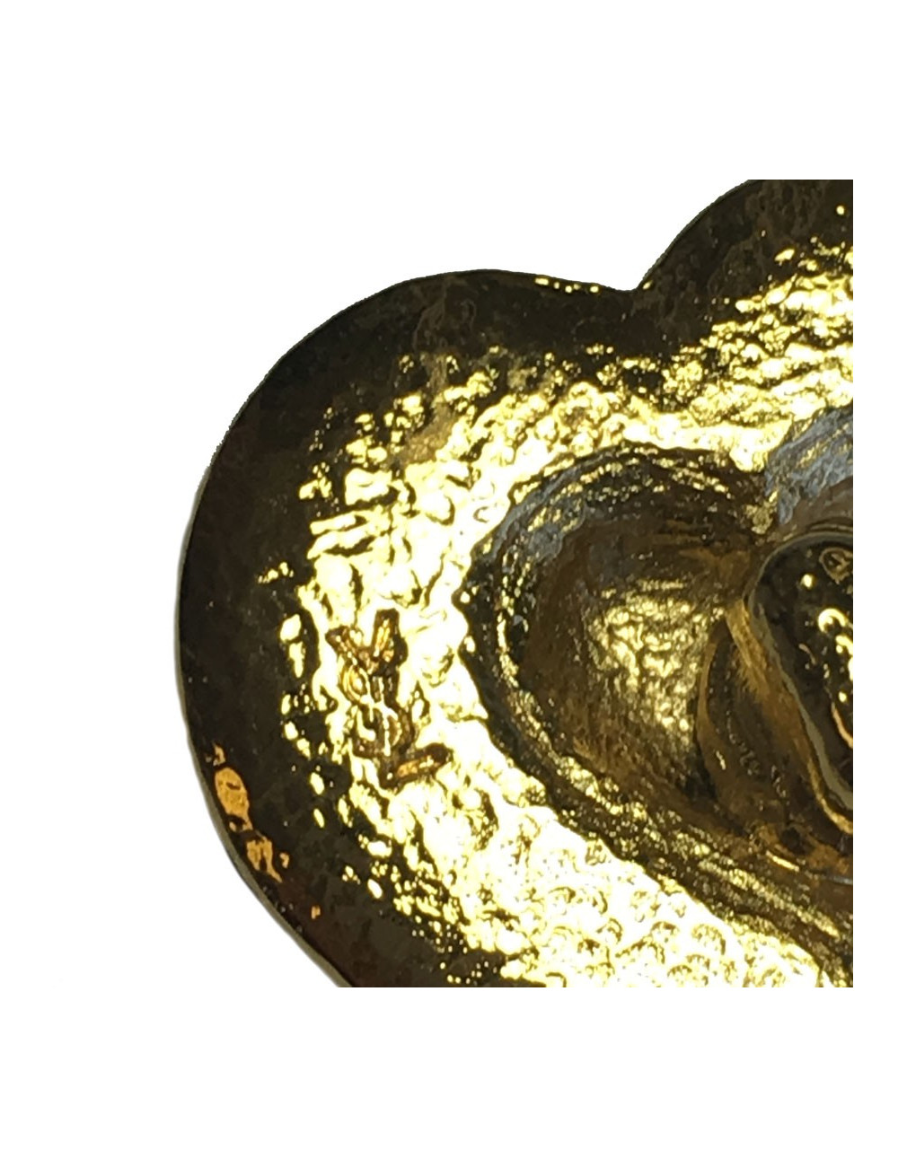 Broche YSL SAINT LAURENT 2 coeurs en métal doré