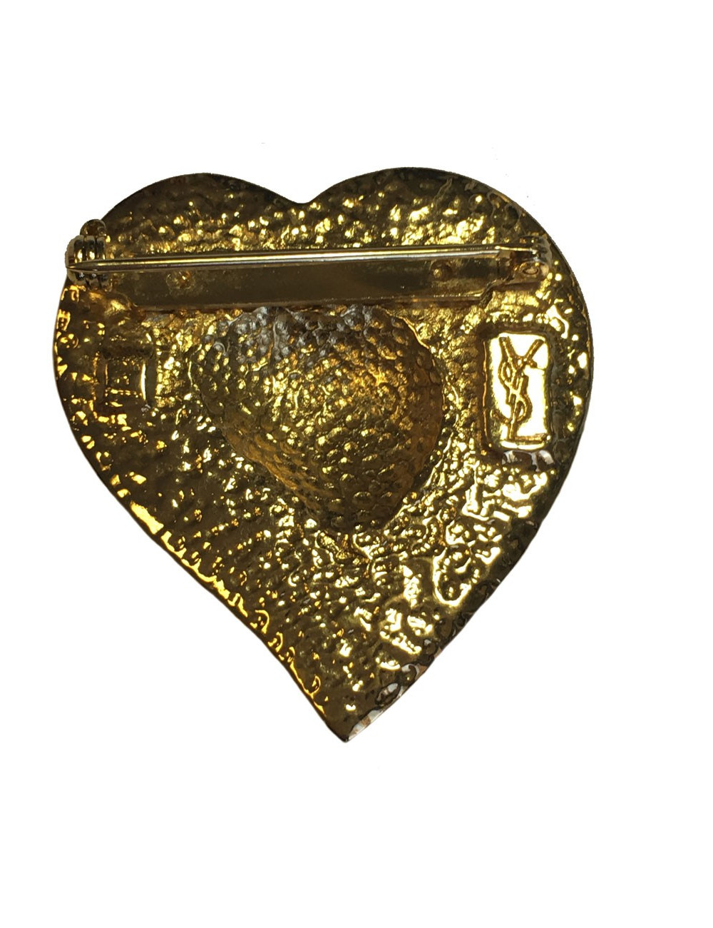 Broche Coeur  YVES SAINT LAURENT en métal doré