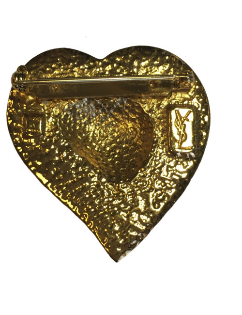 Broche Coeur  YVES SAINT LAURENT en métal doré