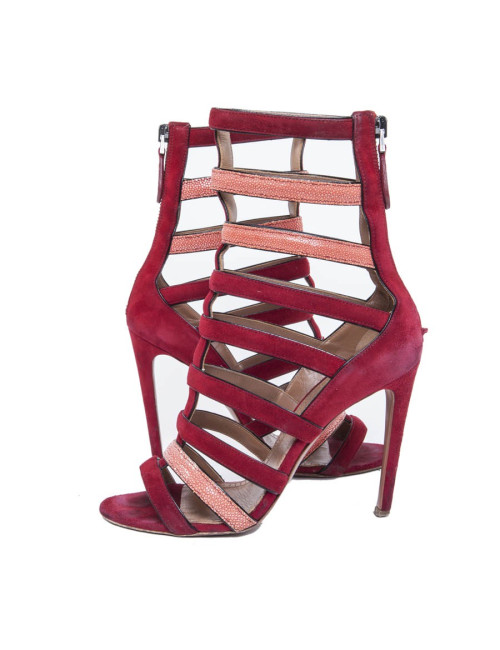 Sandales ALAIA T 37 FR suède rouge