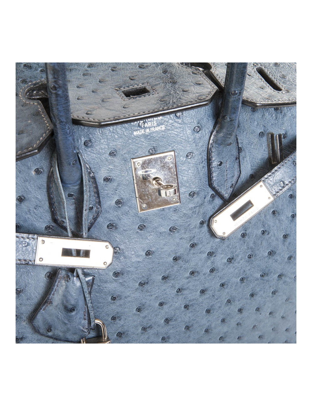 Blue jean Birkin 35 ostrich bag