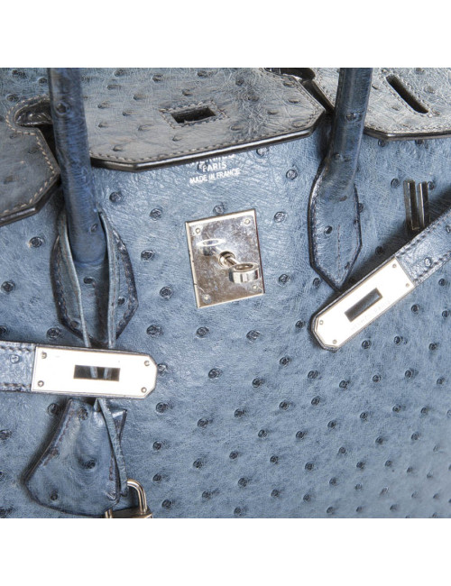 Blue jean Birkin 35 ostrich bag
