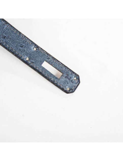 Sac Birkin 35 autruche bleu jean's