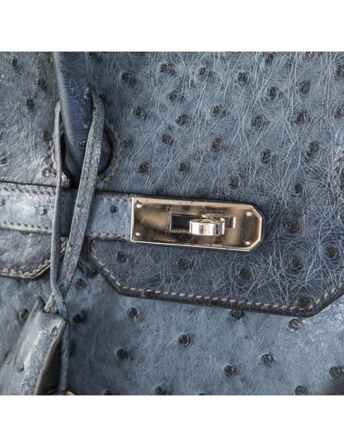 Blue jean Birkin 35 ostrich bag