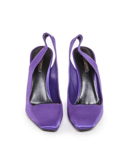 LOUIS VUITTON T 40 en purple Duchess satin pumps