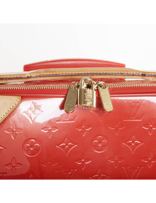 Valise à roulettes LOUIS VUITTON cuir verni orange