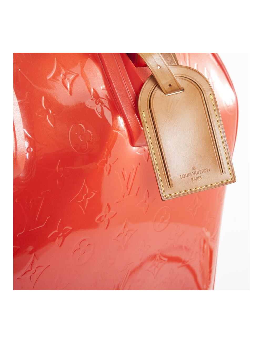 Valise à roulettes LOUIS VUITTON cuir verni orange