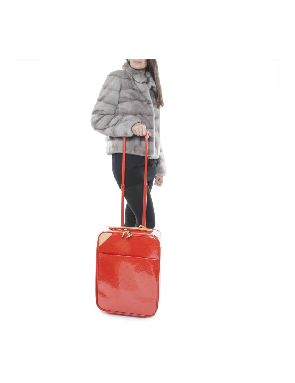 LOUIS VUITTON suitcase in orange patent leather 
