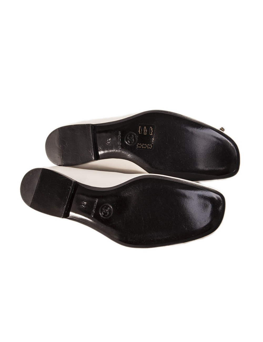 CHANEL T 37 EN White Leather ballerinas