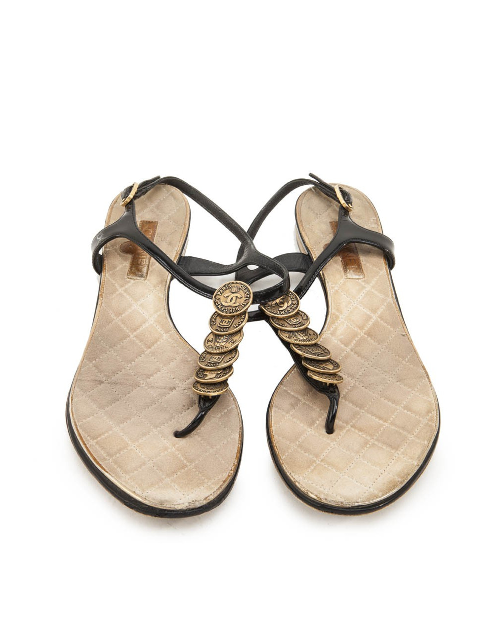 Mules CHANEL T 39.5 C cuir verni noir