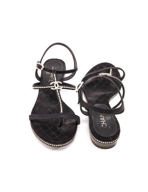 Mules CHANEL strass T 40 C satin noir