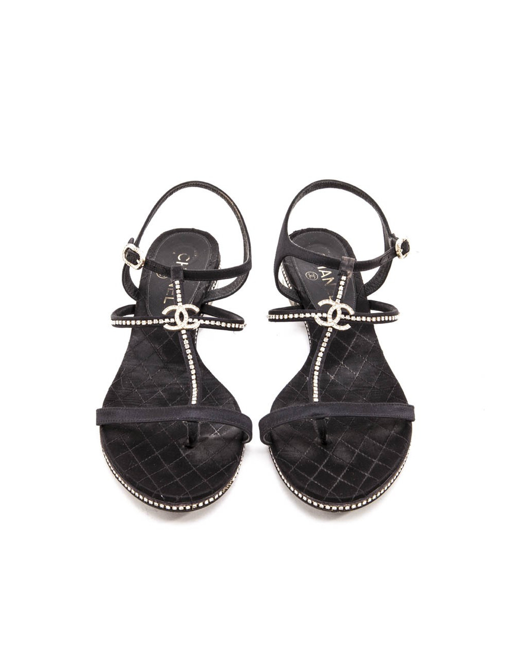 Mules CHANEL strass T 40 C satin noir