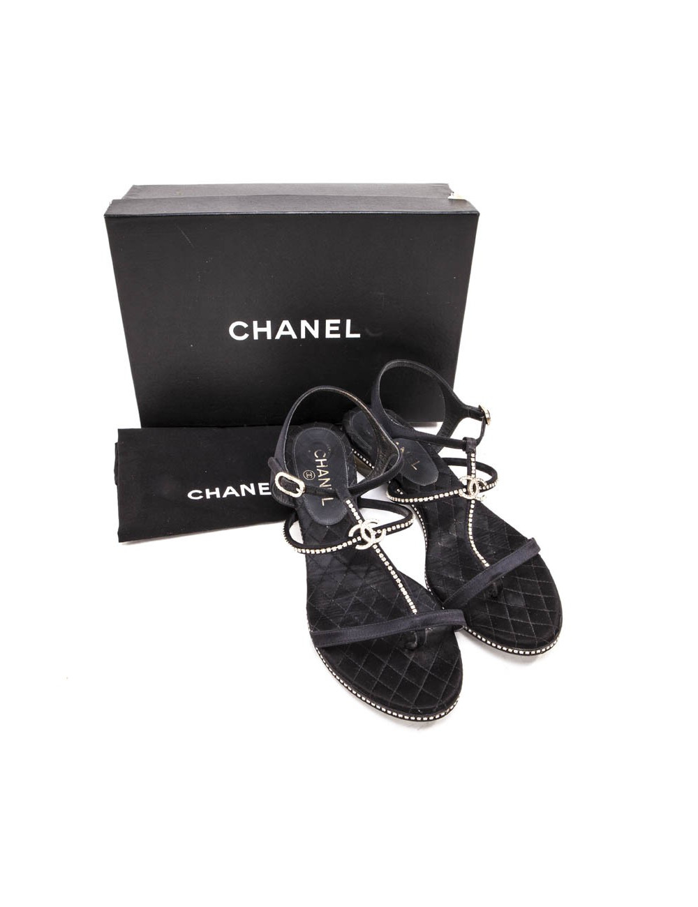 Mules CHANEL strass T 40 C satin noir