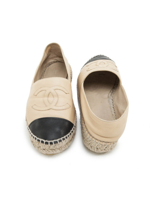 Espadrilles CHANEL T 40 cuir bicolore