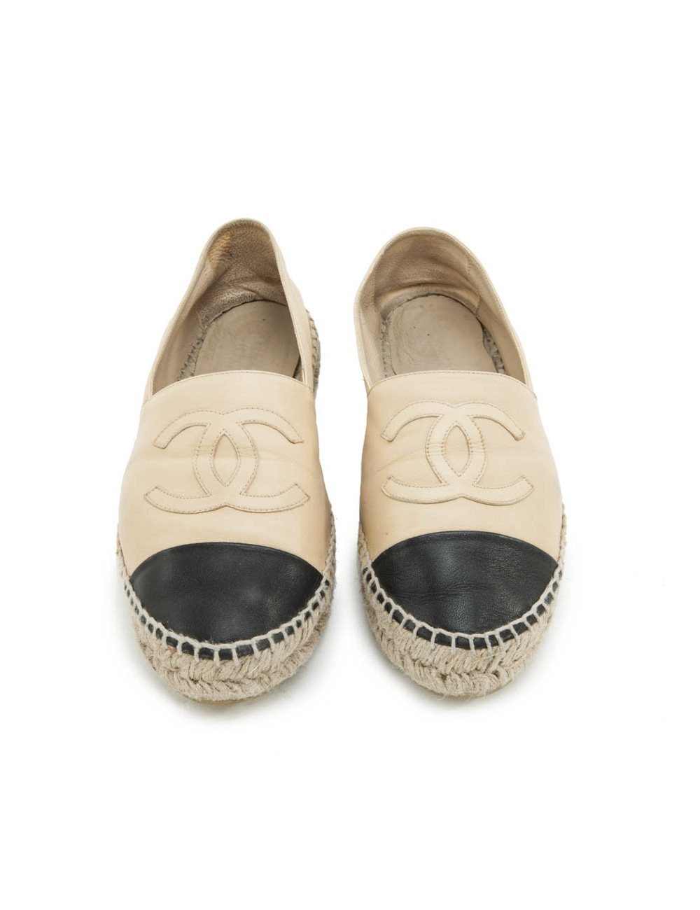 CHANEL T 40 en two-tone leather sneakers