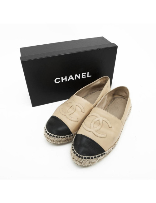 Espadrilles CHANEL T 40 cuir bicolore