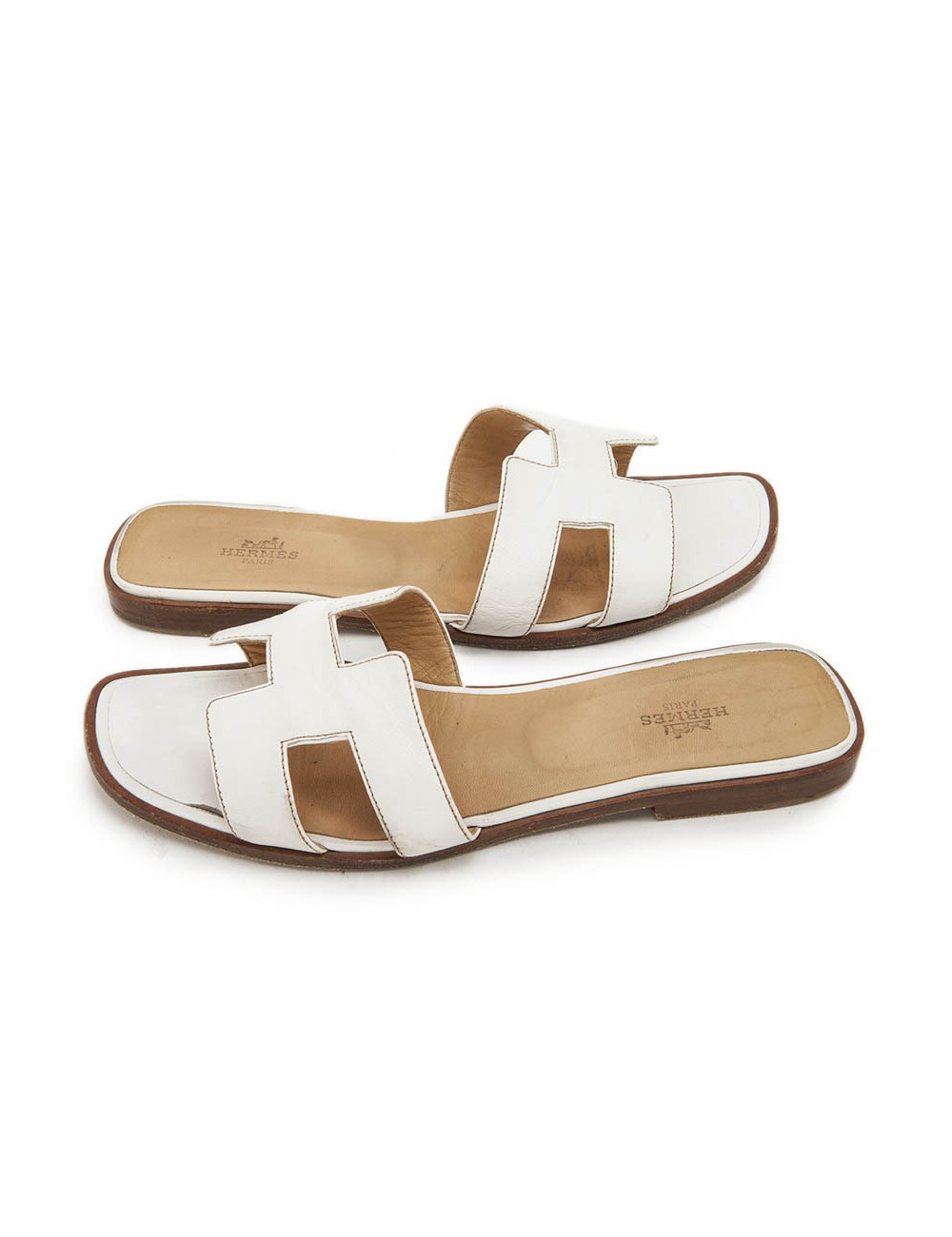 Oran HERMES T 39.5 en White Leather mules