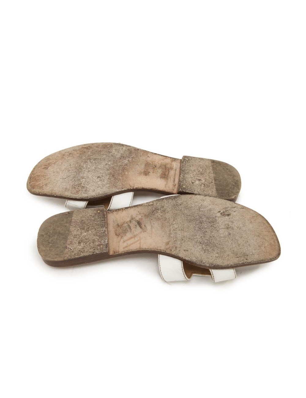 Mules Oran HERMES T 39.5 cuir blanc