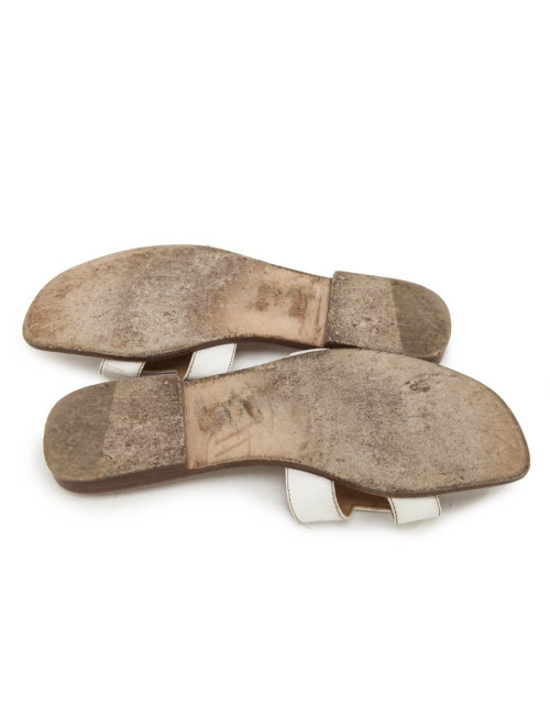 Mules Oran HERMES T 39.5 cuir blanc