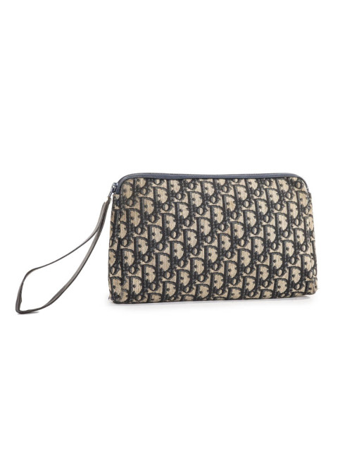 Pochette CHRISTIAN DIOR Vintage toile oblique bleue