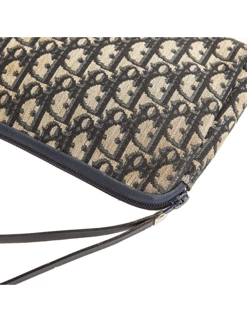 Pochette CHRISTIAN DIOR Vintage toile oblique bleue