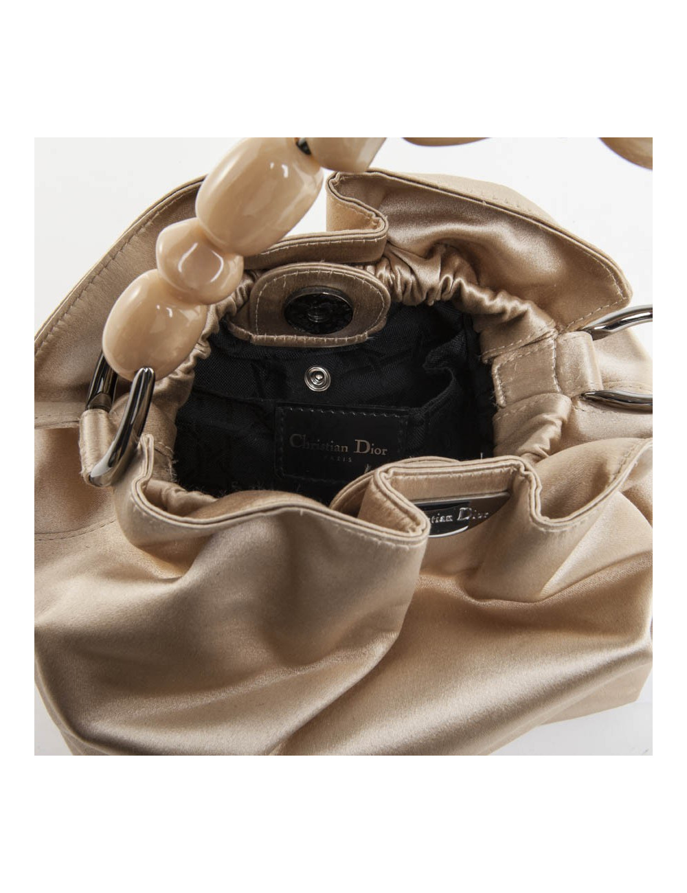 Sac sceau CHRISTIAN DIOR satin duchesse ivoire