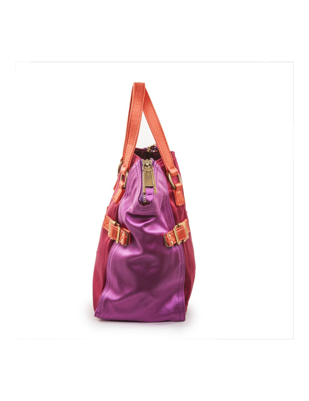 Sac du soir Down Town YVES SAINT LAURENT en satin rouge et fuschia