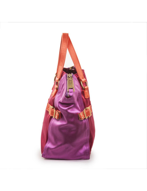 Sac du soir Down Town YVES SAINT LAURENT en satin rouge et fuschia