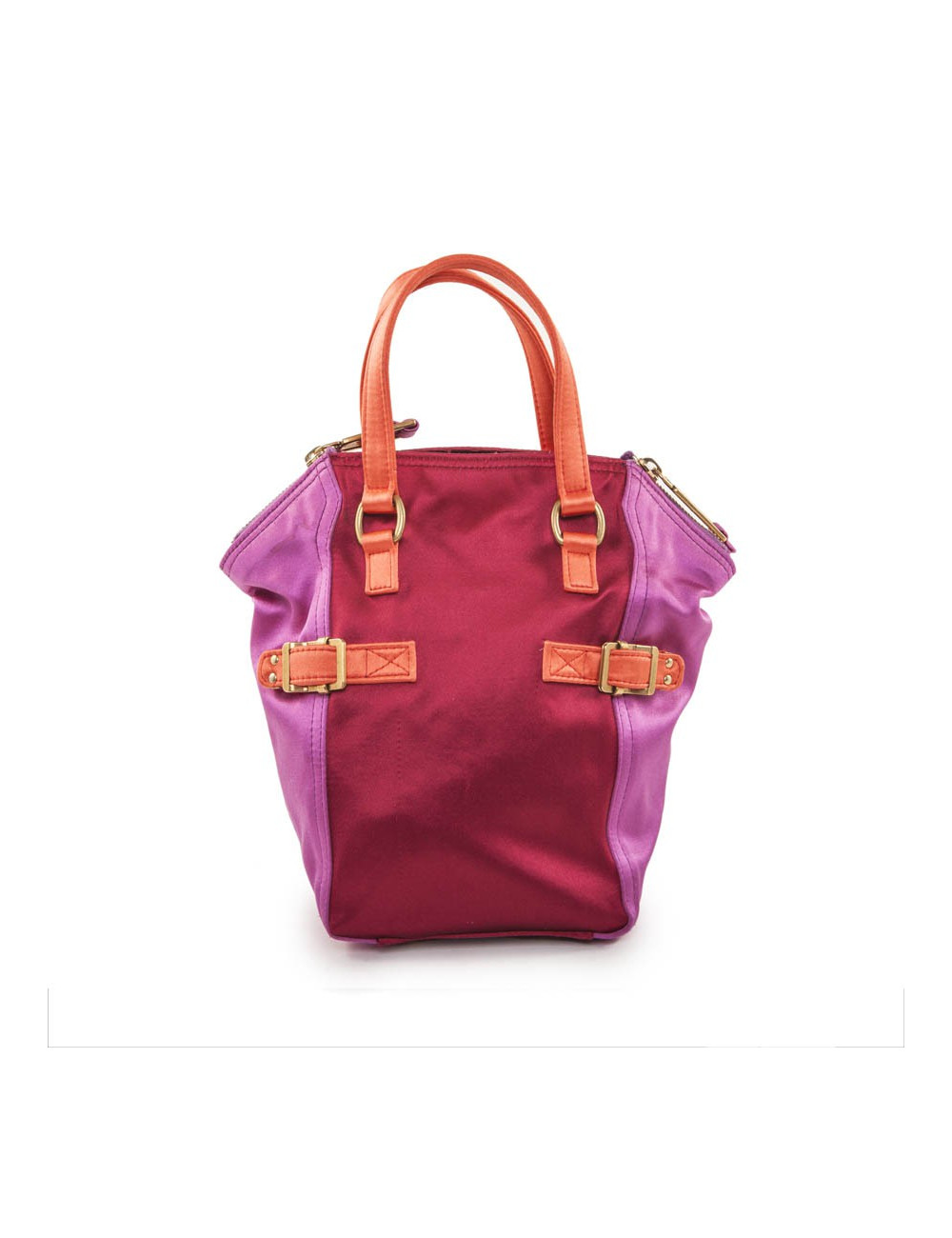 Sac du soir Down Town YVES SAINT LAURENT en satin rouge et fuschia