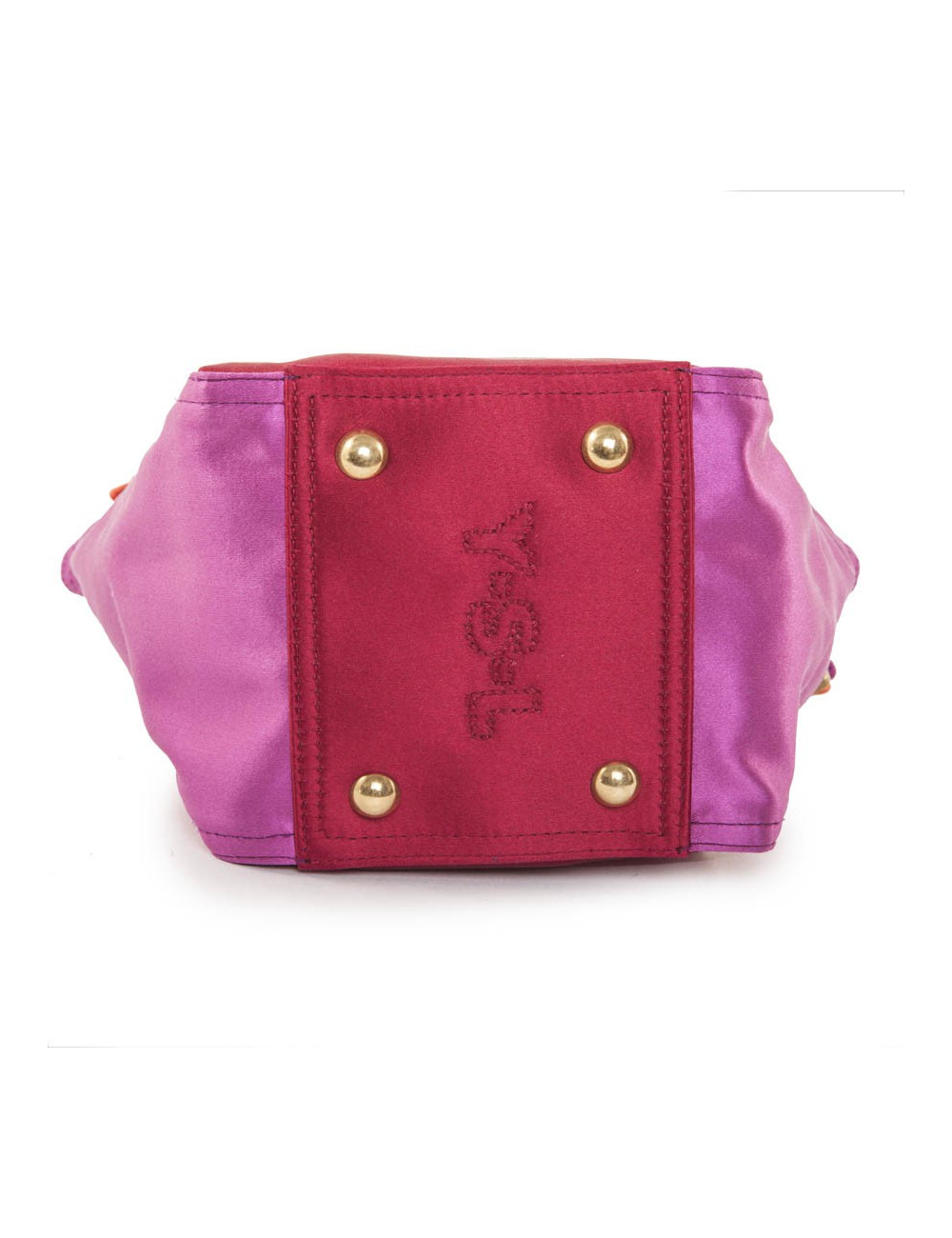 Sac du soir Down Town YVES SAINT LAURENT en satin rouge et fuschia