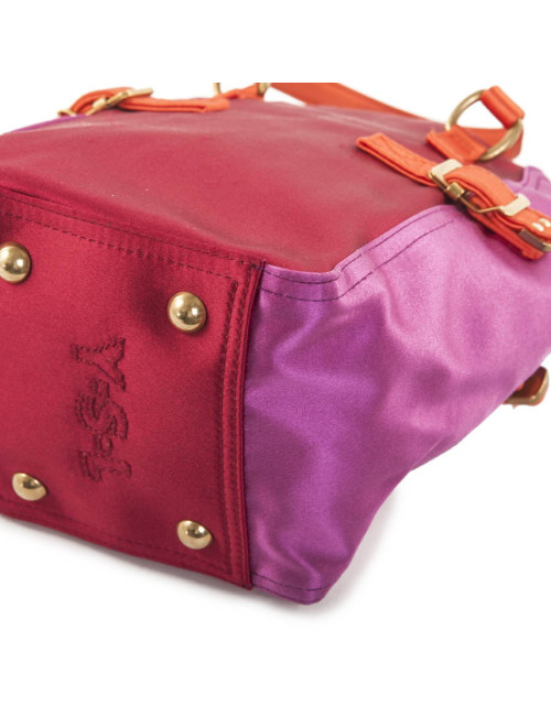Sac du soir Down Town YVES SAINT LAURENT en satin rouge et fuschia