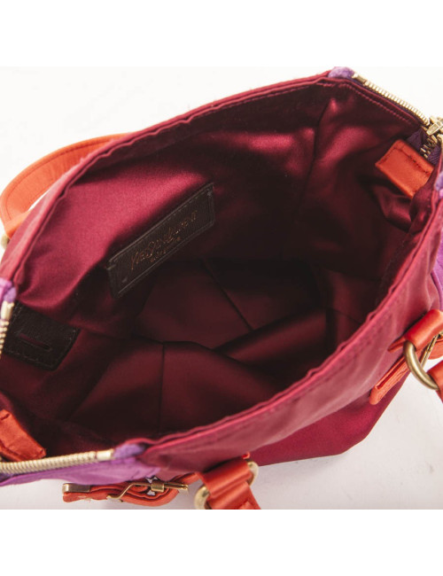 Sac du soir Down Town YVES SAINT LAURENT en satin rouge et fuschia