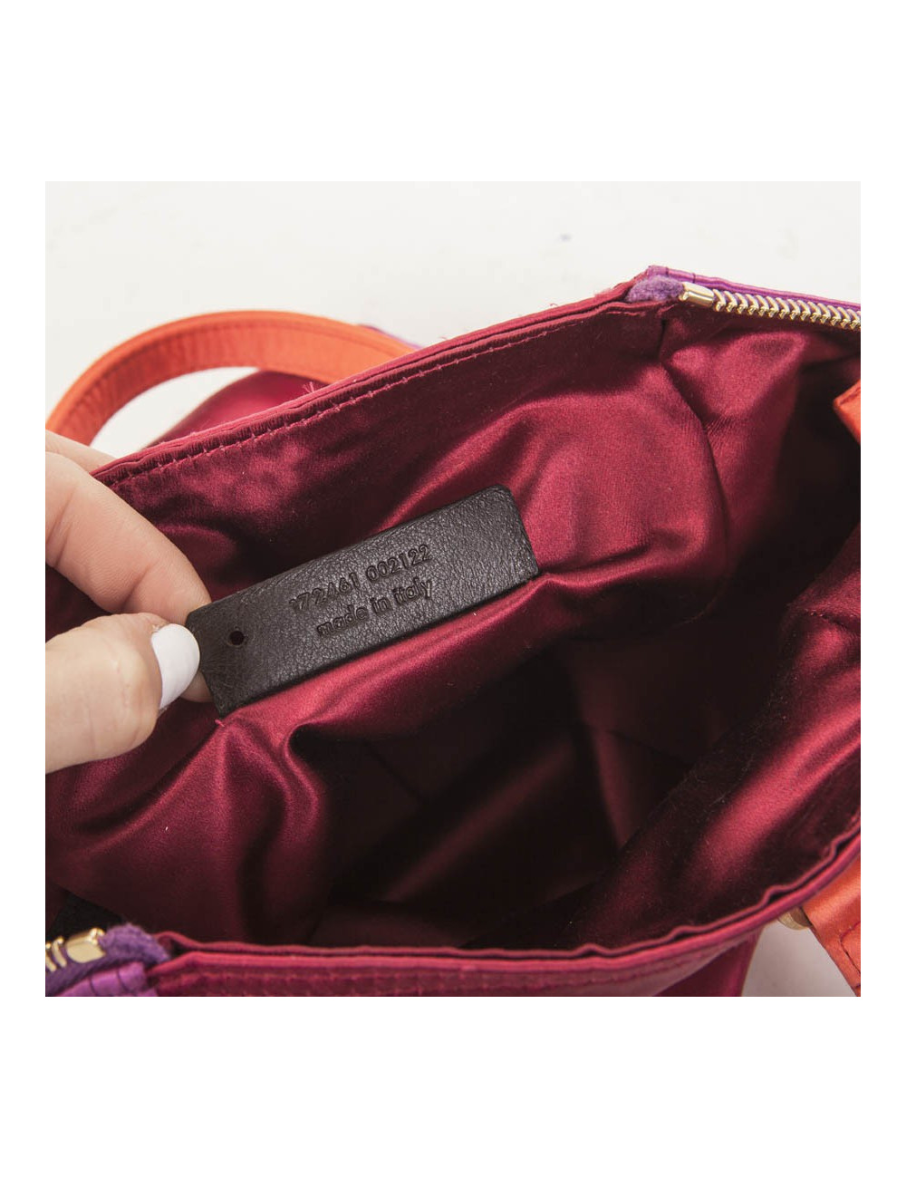 Sac du soir Down Town YVES SAINT LAURENT en satin rouge et fuschia