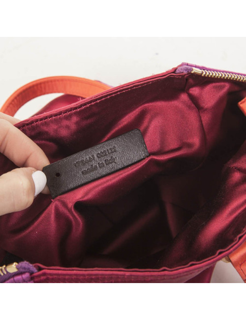 Sac du soir Down Town YVES SAINT LAURENT en satin rouge et fuschia