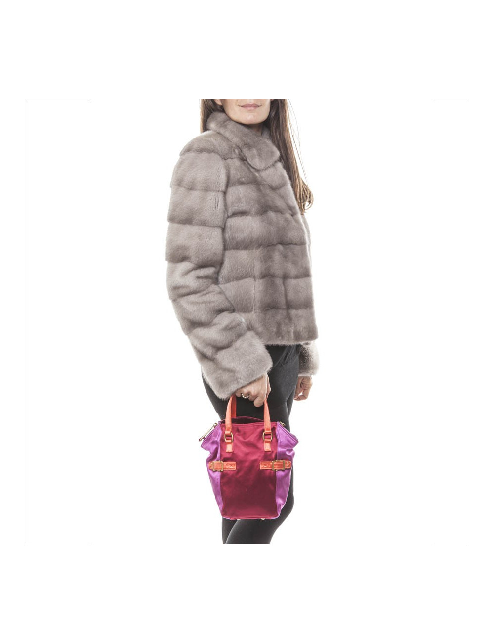 Bag of the night Down Town YVES SAINT LAURENT satin red and fuschia