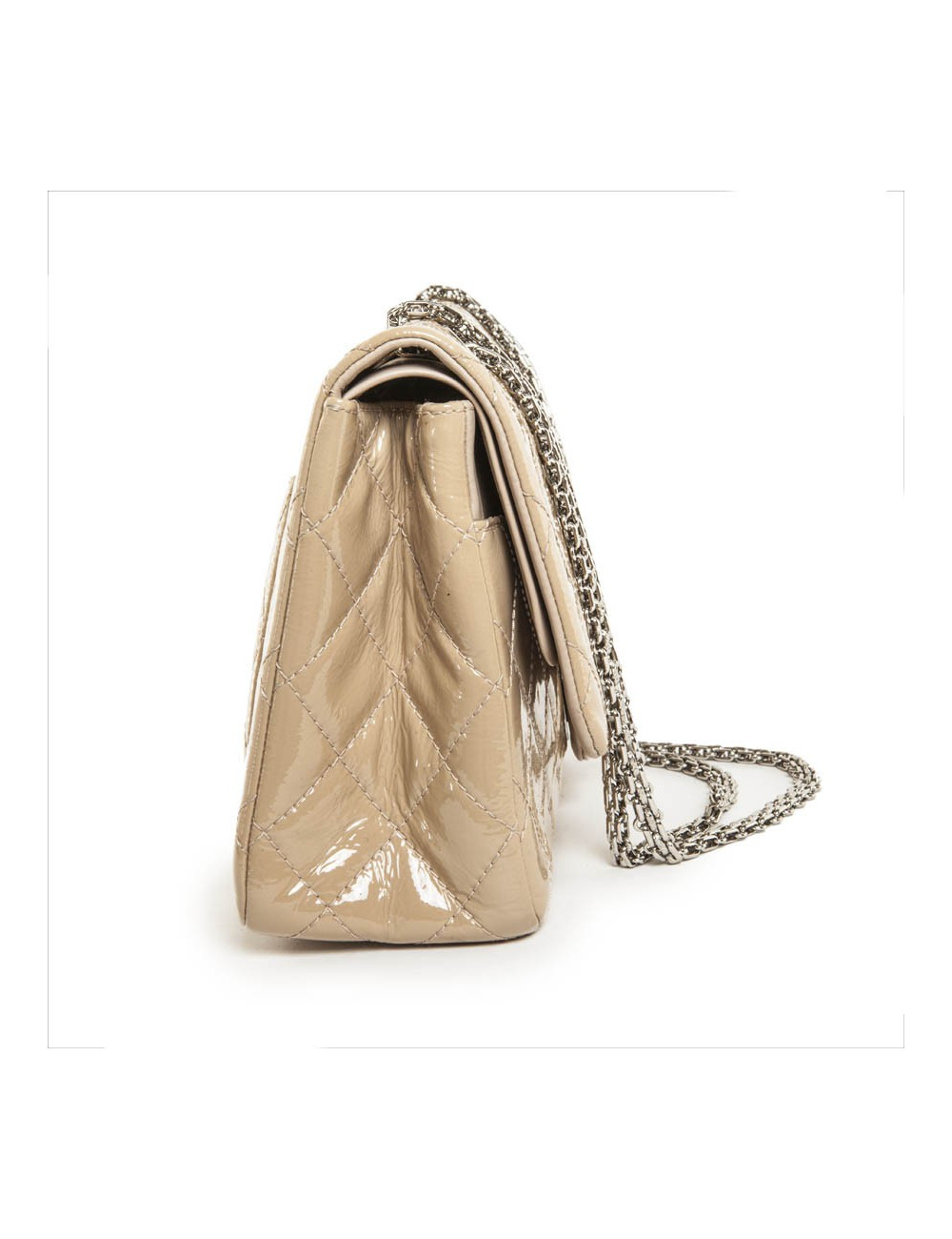 Jewelry beige patent leather CHANEL 2.55 bag money