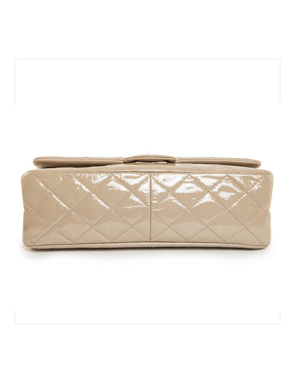 Sac 2.55 CHANEL cuir verni beige bijouterie argent