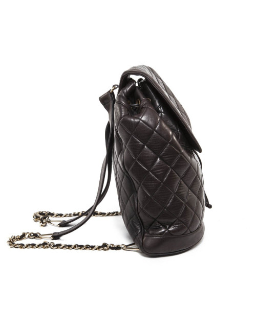 Sac à dos CHANEL cuir matelassé marron