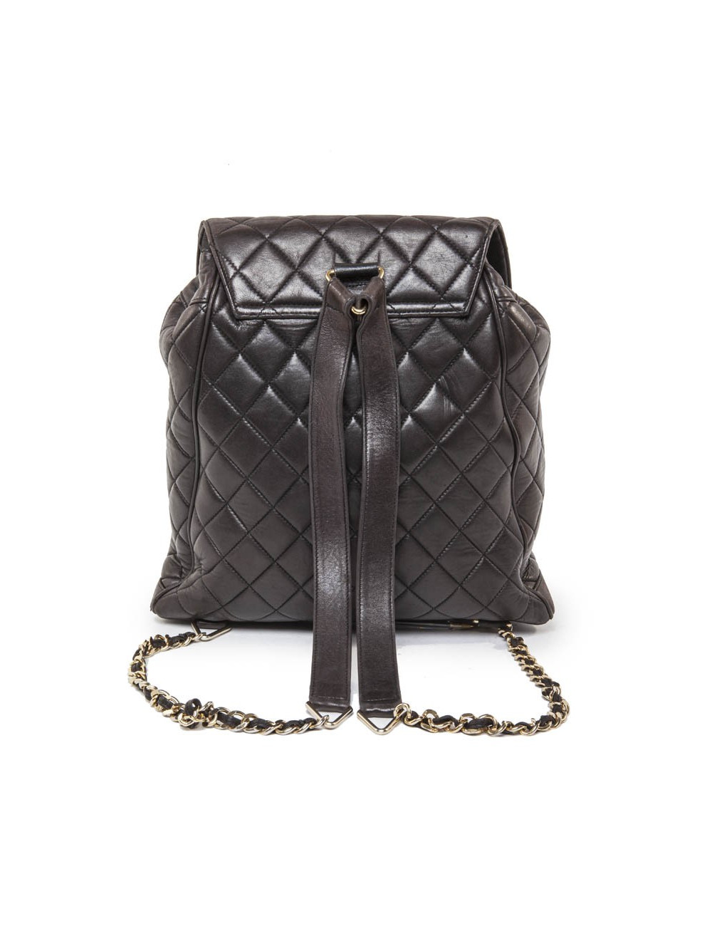 Sac à dos vintage CHANEL cuir matelassé marron