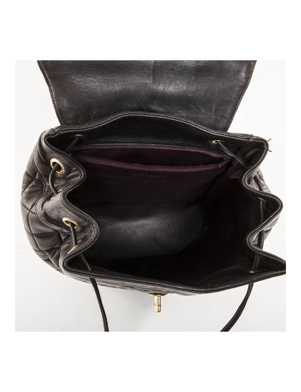 Sac à dos CHANEL cuir matelassé marron