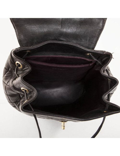 Sac à dos vintage CHANEL cuir matelassé marron