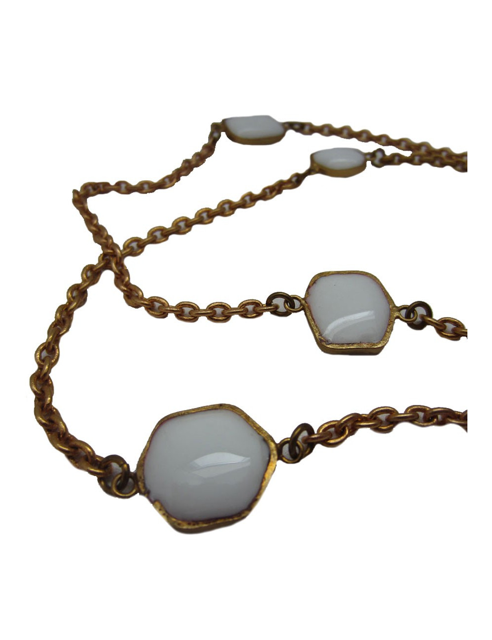 Saltire MARGUERITE DE VALOIS white glass paste and fine gilded metal