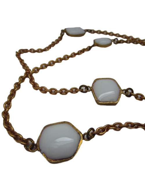 Saltire MARGUERITE DE VALOIS white glass paste and fine gilded metal