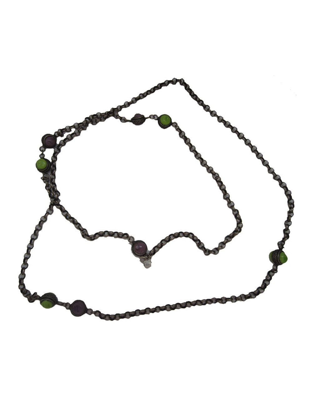 Sautoir MARGUERITE DE VALOIS cabochons et ruthénium